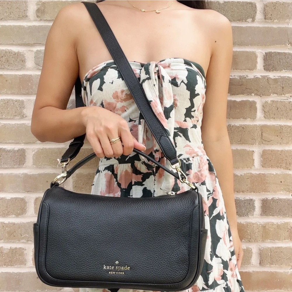 Kate Spade Top Zip Satchel Hobo Crossbody Leather - Picture 2 of 7